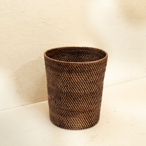 Wicker/Rattan waste paper basket in 4 colours - Coastal Villa Homeware